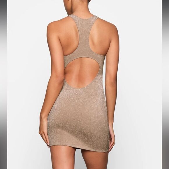SKIMS Glitter Swim Metallic Dress in Sienna 4X - Picture 2 of 5